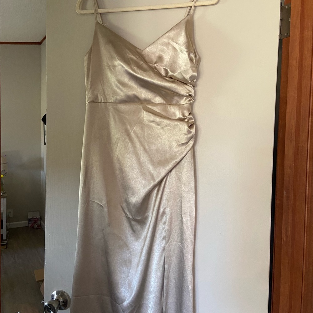 Birdy Grey Gold Satin Dress - Picture 7 of 8
